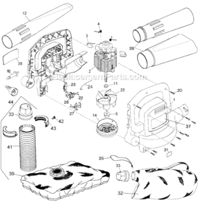 Page A Diagram and Parts List for BV3000 Type 6 Black and Decker Leaf Blower / Vacuum